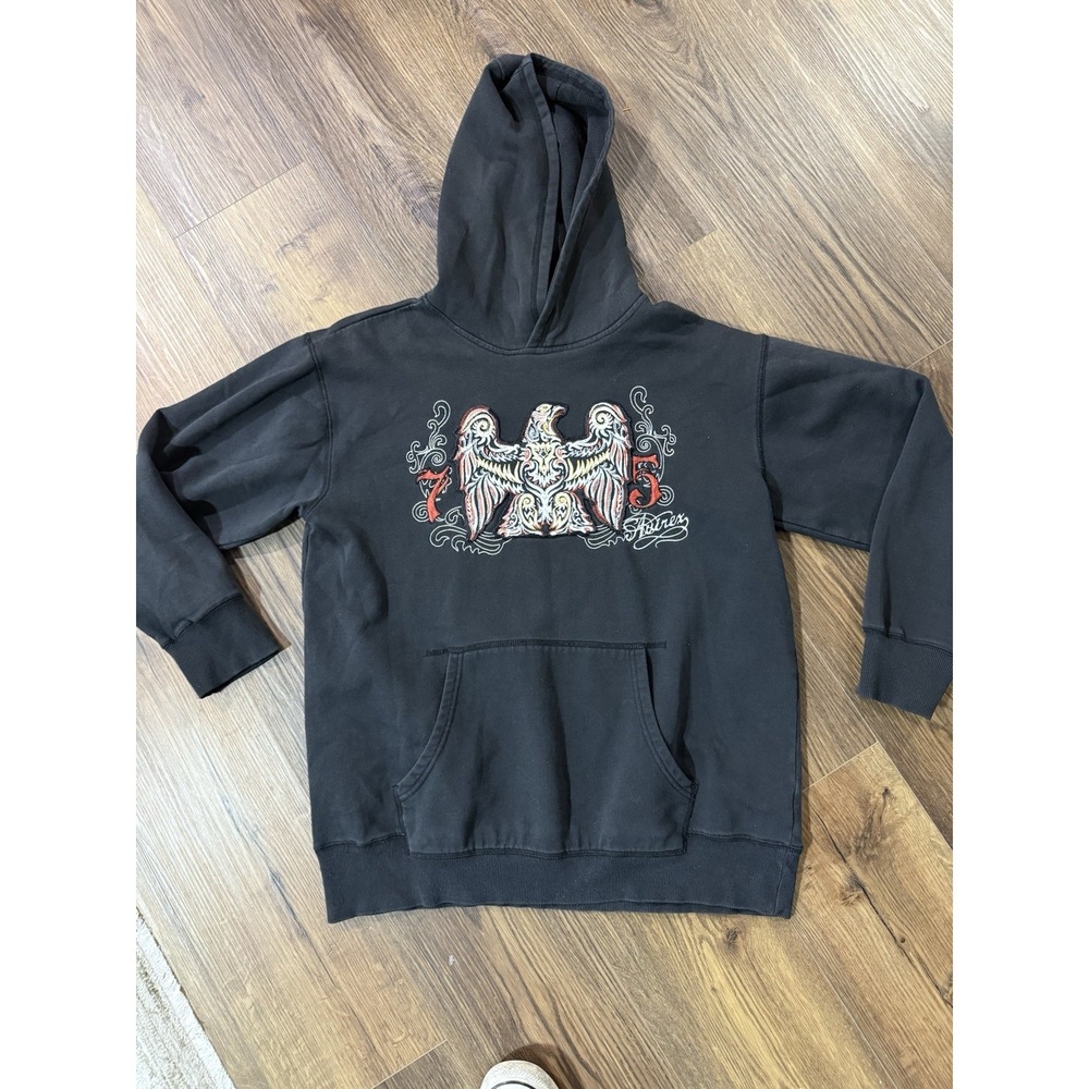 VINTAGE Avirex Hoodie Boys Youth XL 18-20 Black Full Zip Crest Y2K Street 00s